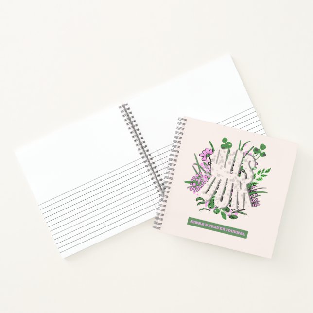 Wisdom Pink Flowers and Leaves Typography Notebook (Inside)
