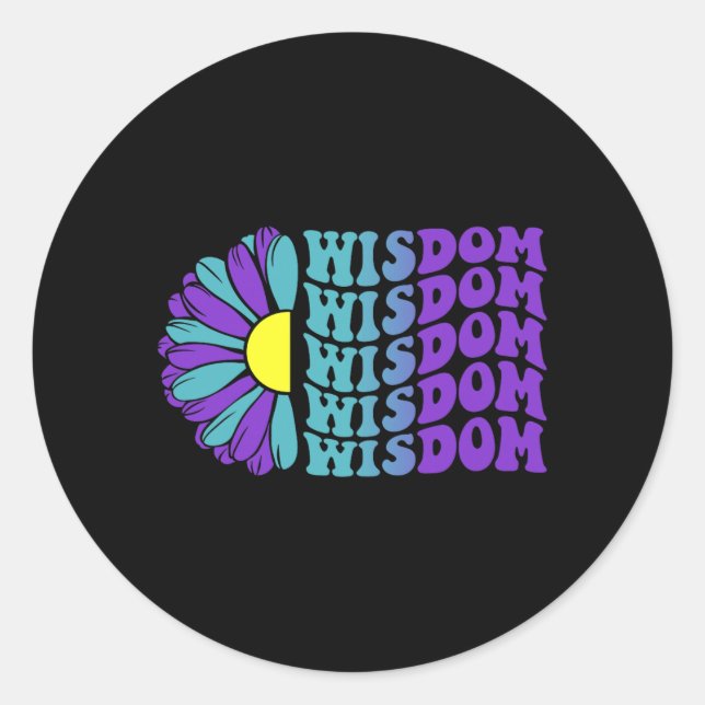 Wisdom Prevention Awareness Suower Design Classic Round Sticker (Front)