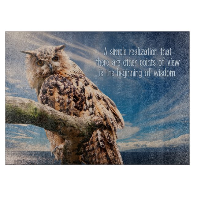 Wisdom Quote Owl cutting board (Front)