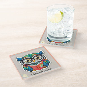 "Wisdom Through Books" Glass Coaster