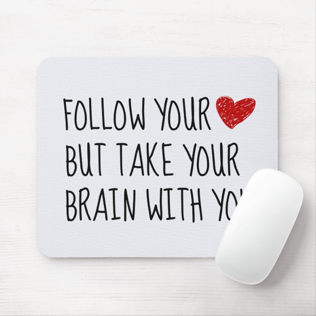 Wise Advice With Red Doodle Heart Mouse Pad (With Mouse)