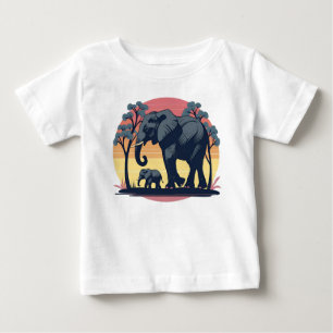 Wise and Wild – Retro Elephant Family Sunset  Baby T-Shirt