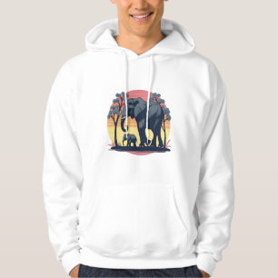 Wise and Wild – Retro Elephant Family Sunset Hoodie