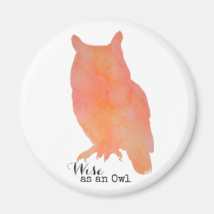 Wise as an Owl Typographical Watercolor Magnet