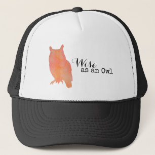 Wise as an Owl Typographical Watercolor Trucker Hat