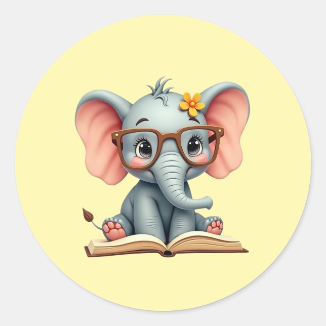 Wise Baby Elephant Classic Round Sticker (Front)