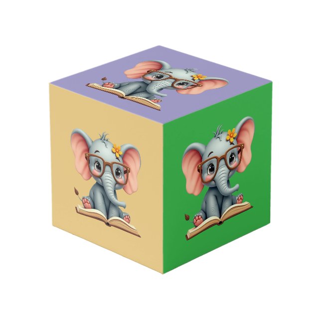 Wise Baby Elephant Cube (Front Angled)
