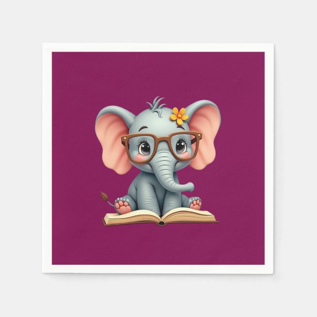 Wise Baby Elephant Napkin (Front)