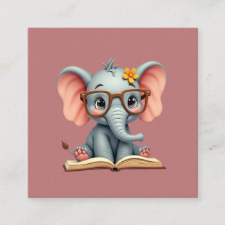 Wise Baby Elephant Square Business Card