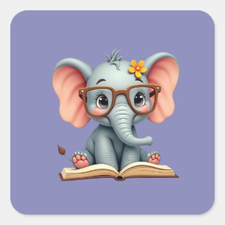 Wise Baby Elephant Square Sticker