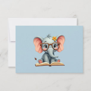 Wise Baby Elephant Thank You Card