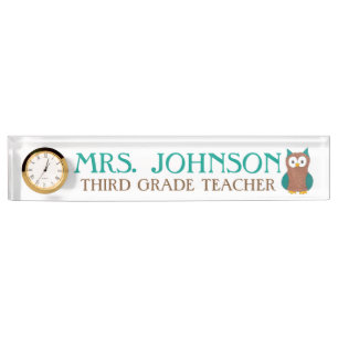 Wise Brown Owl Bird Teacher Educator Nameplate