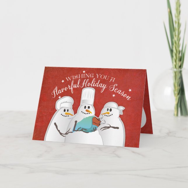 Wise chefs snowmen turkey baby culinary Christmas Holiday Card (Front)