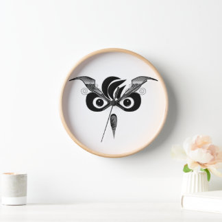 Wise Eyes Wall Clock: Black Owl Design Clock