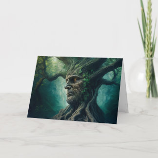 Wise Face in Ancient Tree Mystical Forest Card