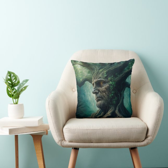 Wise Face in Ancient Tree Mystical Forest Cushion (Chair)