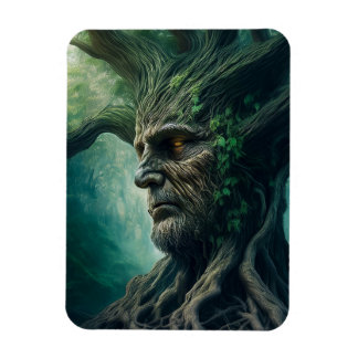 Wise Face in Ancient Tree Mystical Forest Magnet