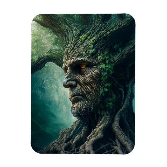Wise Face in Ancient Tree Mystical Forest Magnet (Vertical)