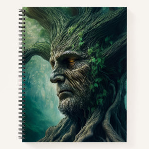 Wise Face in Ancient Tree Mystical Forest Notebook