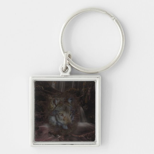 Wise Forest Wolf Key Ring (Front)