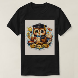 Wise Grad Owl: Vibrant Milestone Achievement T-Shirt