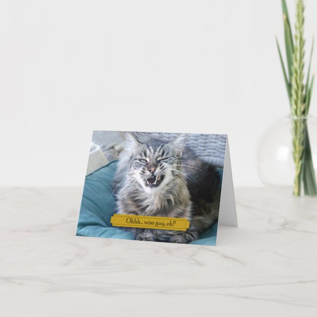 Wise Guy Cat Thank You Card (Front)