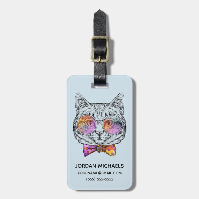 Wise Kitty Kat | Add Your Name Luggage Tag (Front Vertical)