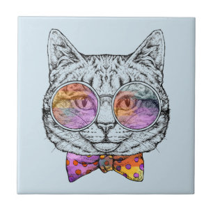 Wise Kitty Kat Ceramic Tile
