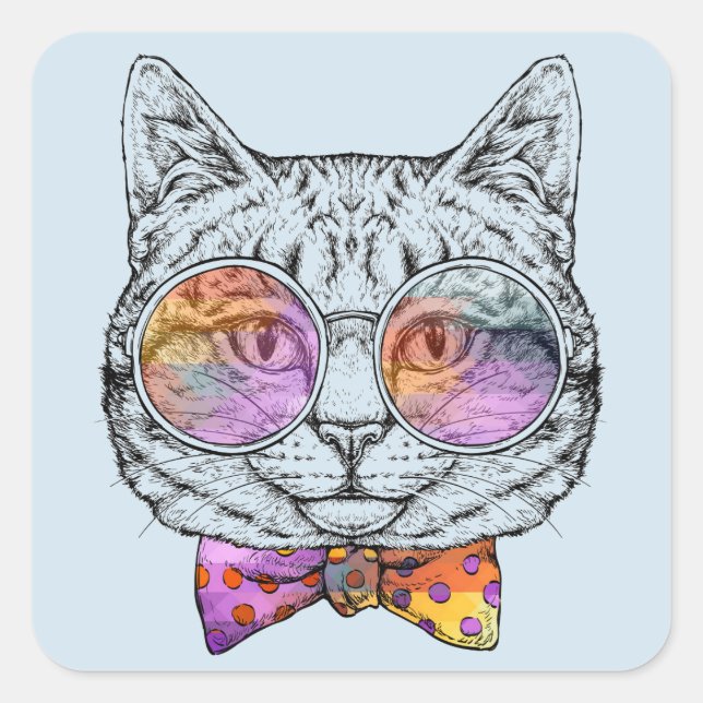 Wise Kitty Kat Square Sticker (Front)