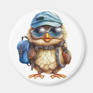 Wise Little Traveller - Kid Owl with backpack Magnet