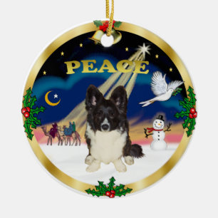 Wise Men - Bi Black Welsh Corgi Ceramic Ornament