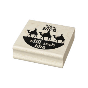 Wise Men Camels Christmas Square Wood Rubber Stamp