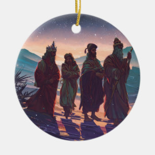 Wise men seeking the baby Jesus Ceramic Ornament