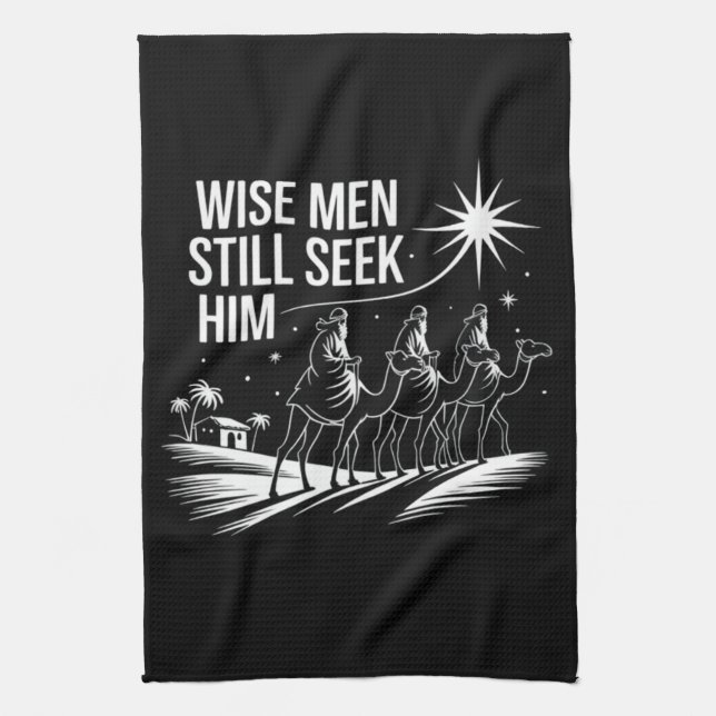 Wise Men Still Seek Him Christian Christmas Jesus Tea Towel (Vertical)