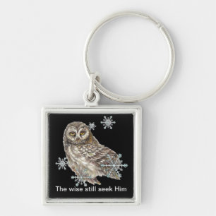 Wise Men Still Seek Him Quote Owl Bird Key Ring