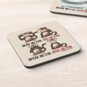 Wise Monkeys Humour Coaster