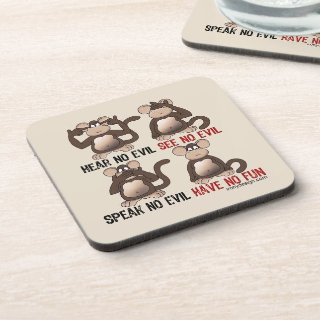 Wise Monkeys Humour Coaster (Left Side)
