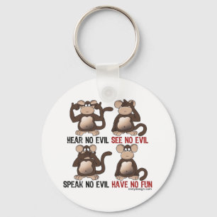 Wise Monkeys Humour Key Ring