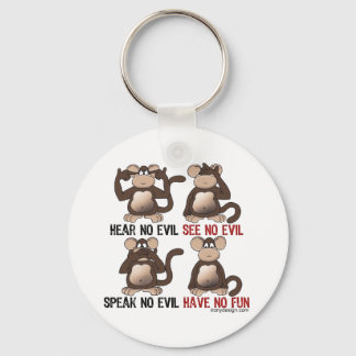 Wise Monkeys Humour Key Ring
