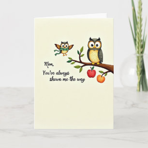 Wise Mother Owl Illustration Card