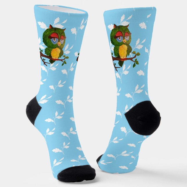 Wise Old Owl Sitting On A Tree Branch Socks (Creator Uploaded)