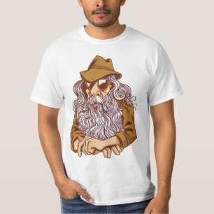 Wise Old Wanderer – Cool Bearded Man with Hat T-Shirt
