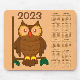 Wise  Owl 2023 Gold Calendar Mousepad