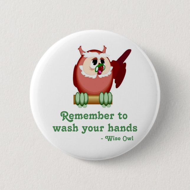 Wise Owl 6 Cm Round Badge (Front)