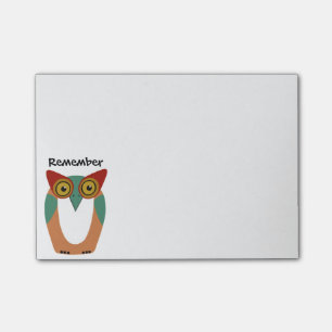 Wise Owl Cartoon Remember Post-It Notes
