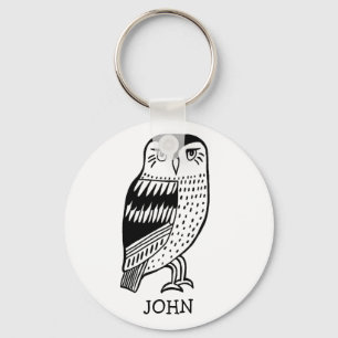 Wise Owl CUSTOM NAME Charming Bird Key Ring