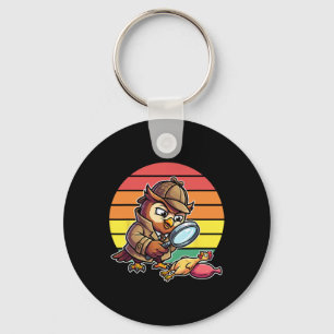 Wise Owl Detective Investigates Chicken Mystery Re Key Ring