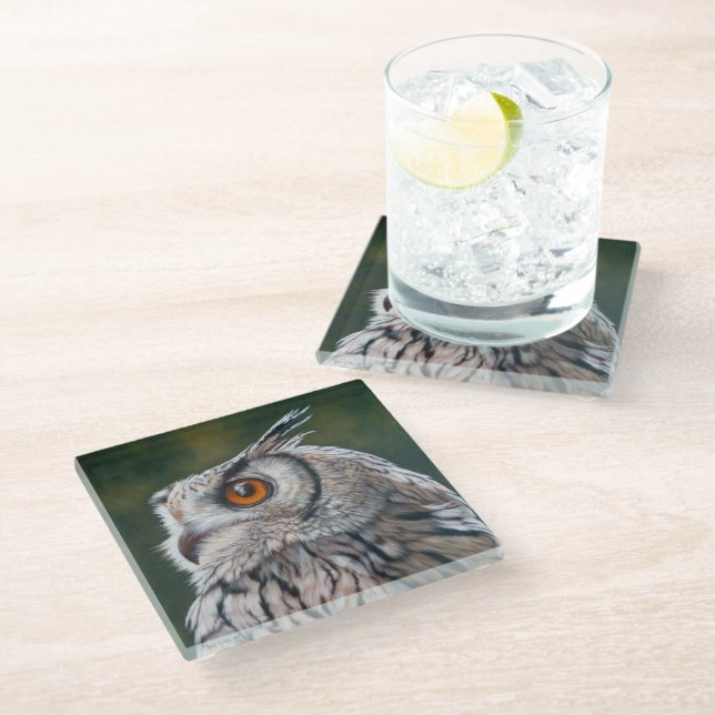 Wise Owl  Glass Coaster (Angled)
