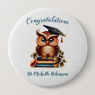 Wise Owl Graduation 10 Cm Round Badge