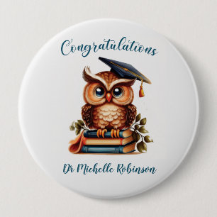 Wise Owl Graduation Congratulations 10 Cm Round Badge